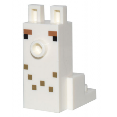 white creature head pixelated with elongated face and stud with black eyes medium nougat eyebrows and dark tan spots pattern 2 minecraft alpaca llama