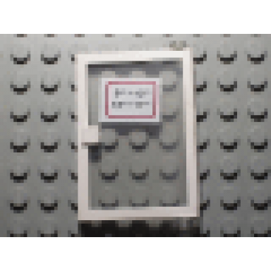 white door 1 x 4 x 5 right with trans-clear glass and white open hours 9-12 14-17 pattern sticker - sets 6362 6689