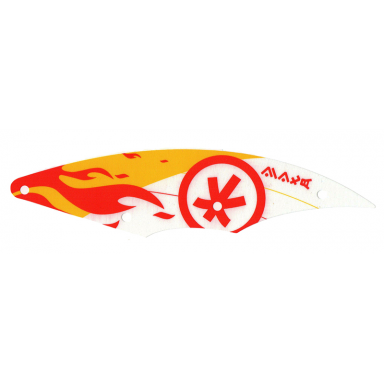 white cloth sail triangular 7 x 28 with red flames and ninjago logogram k71748 pattern