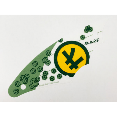 white cloth sail triangular 5 x 17 with dark green hexagons and ninjago logogram l71745 pattern
