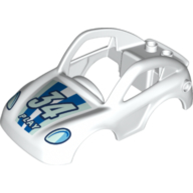 white duplo car body coupe with headlights light aqua 34 and play pattern