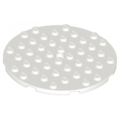 white plate round 8 x 8 with hole