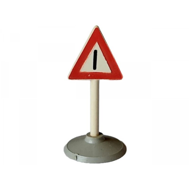 white road sign with post triangle with generic warning pattern type 1 base