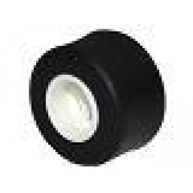 white wheel 8mm d x 9mm for slicks hole notched for wheels holder pin reinforced back with black tire 14mm d x 9mm smooth small wide slick 74967 30028