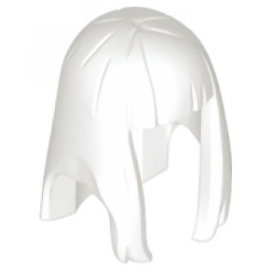 white minifigure hair female long straight with bangs - hard plastic