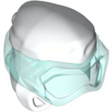 white minifigure headgear ninjago wrap type 8 with trans-light blue scuba diver mask pattern