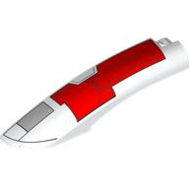 white wedge 10 x 2 x 2 left with sw the crimson firehawk red and light bluish gray hull plates with black outlines pattern