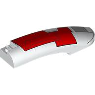 white wedge 10 x 2 x 2 right with sw the crimson firehawk red and light bluish gray hull plates with black outlines pattern