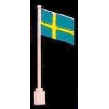 white flag on flagpole wave with sweden pattern - no bottom lip