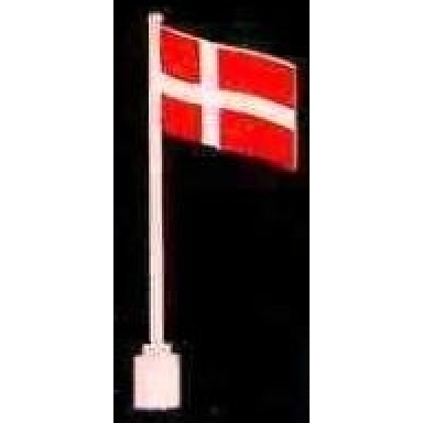 white flag on flagpole wave with denmark pattern - no bottom lip