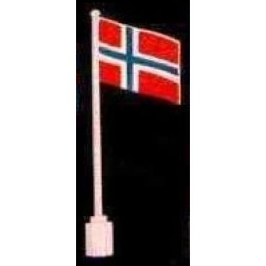 white flag on flagpole wave with norway pattern - no bottom lip