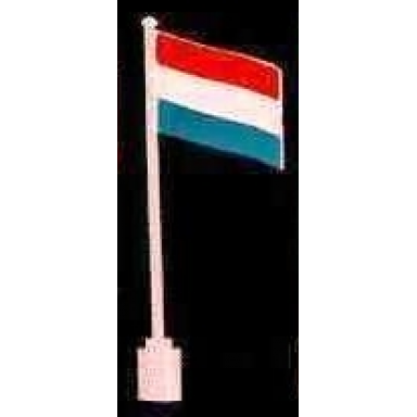 white flag on flagpole wave with netherlands pattern - no bottom lip