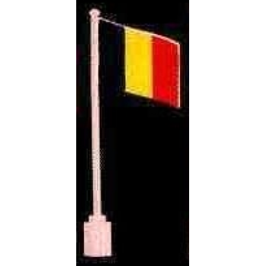 white flag on flagpole wave with belgium pattern - no bottom lip