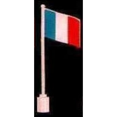 white flag on flagpole wave with france pattern - no bottom lip