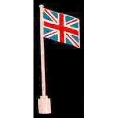 white flag on flagpole wave with great britain pattern - no bottom lip