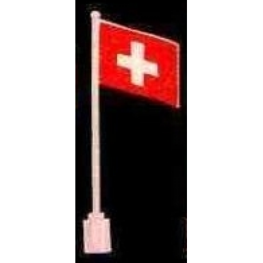white flag on flagpole wave with switzerland pattern - no bottom lip