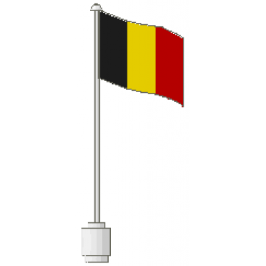 white flag on flagpole wave with belgium pattern