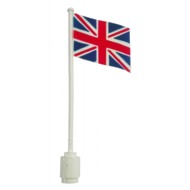 white flag on flagpole wave with great britain pattern