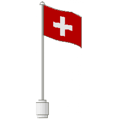 white flag on flagpole wave with switzerland pattern