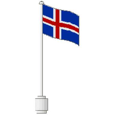 white flag on flagpole wave with iceland pattern