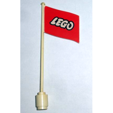 white flag on flagpole wave with lego logo pattern