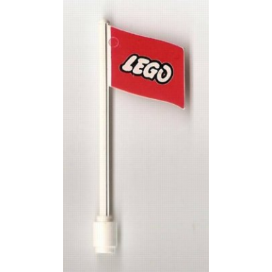 white flag on flagpole wave with lego logo pattern ridged flagpole
