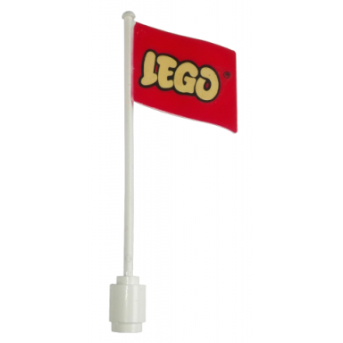 white flag on flagpole wave with lego logo pattern yellow logo