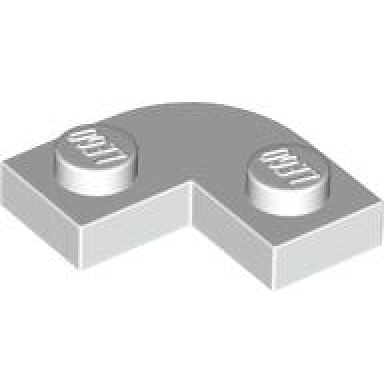 white plate round corner 2 x 2 with 1 x 1 cutout