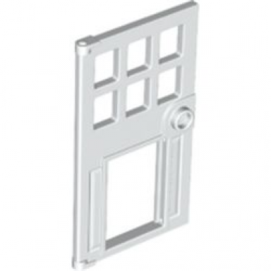 white door 1 x 4 x 6 with 6 panes stud handle and hole for pet flap