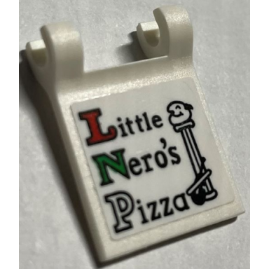 white flag 2 x 2 square with flared edge with little neros pizza and column pattern sticker - set 21330