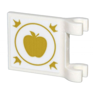 white flag 2 x 2 square with flared edge with gold apple circle and crowns pattern on both sides stickers - set 43205