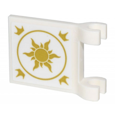 white flag 2 x 2 square with flared edge with gold glowing sun circle and crowns pattern on both sides stickers - set 43205