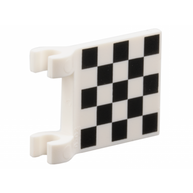 white flag 2 x 2 square with flared edge with checkered pattern on both sides black corners