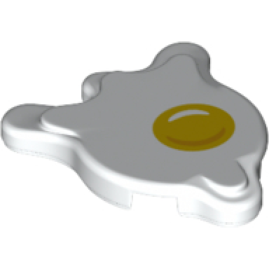 white tile round 2 x 2 splat with side extensions with egg yolk pattern