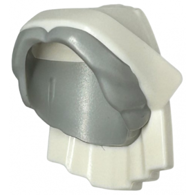 white minifigure hair combo hat with hair nursing nurse cap with molded light bluish gray hair pattern