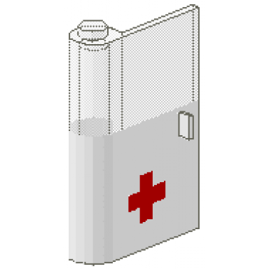 white door 1 x 3 x 4 left with window and red cross pattern lower
