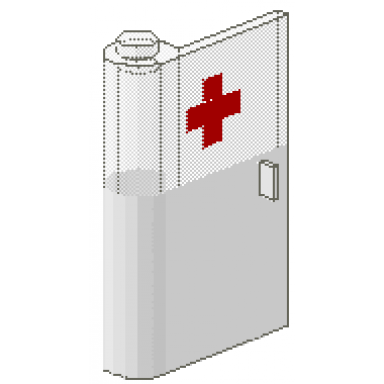 white door 1 x 3 x 4 left with window and red cross pattern upper