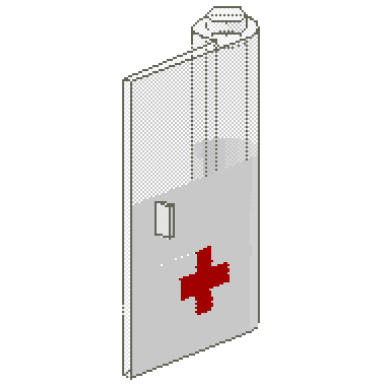 white door 1 x 3 x 4 right with window and red cross pattern lower