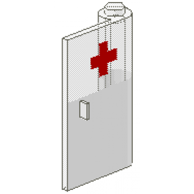 white door 1 x 3 x 4 right with window and red cross pattern upper