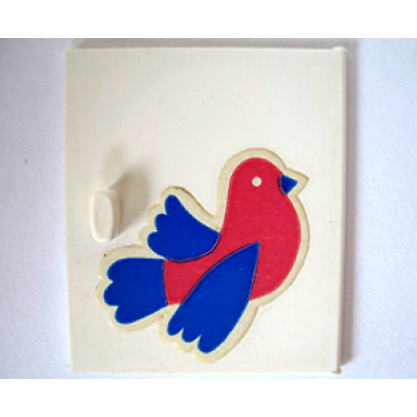 white homemaker cupboard door 4 x 4 with blue and red bird pattern sticker - set 292