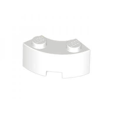 white brick round corner 2 x 2 macaroni with stud notch and reinforced underside