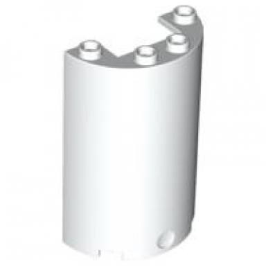white cylinder half 2 x 4 x 5 with 1 x 2 cutout