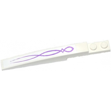 white slope curved 10 x 1 with medium lavender swirls pattern sticker - set 41077