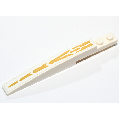 white slope curved 10 x 1 with gold damaged tapered chevrons pattern sticker - set 70676