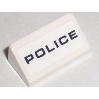 white slope 30 1 x 2 x 2 3 with black police pattern sticker - set 8211