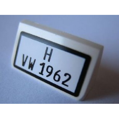 white slope 30 1 x 2 x 2 3 with black h vw 1962 pattern sticker - set 10220