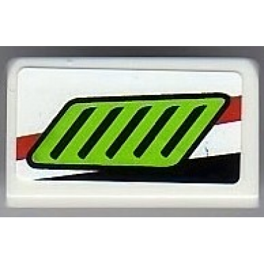 white slope 30 1 x 2 x 2 3 with lime air intake pattern model left sticker - set 8899