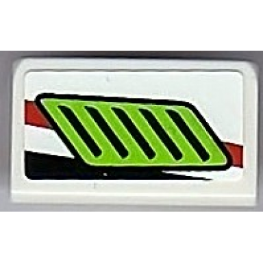 white slope 30 1 x 2 x 2 3 with lime air intake pattern model right sticker - set 8899
