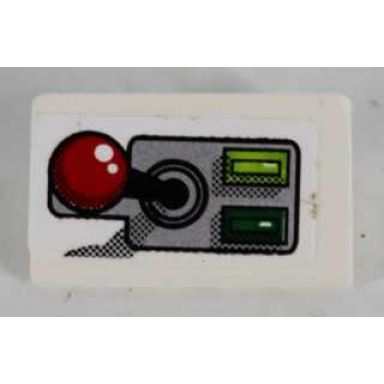 white slope 30 1 x 2 x 2 3 with joystick and 2 buttons pattern model right side sticker - set 8864