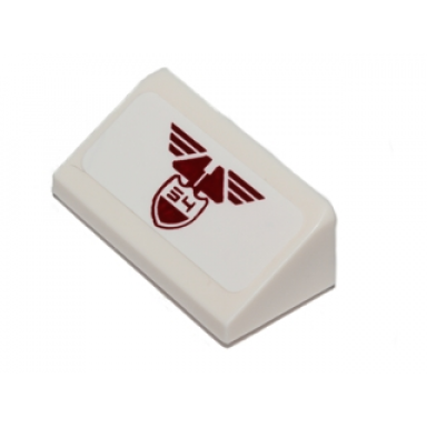 white slope 30 1 x 2 x 2 3 with dark red wings and 54 pattern sticker - set 75048